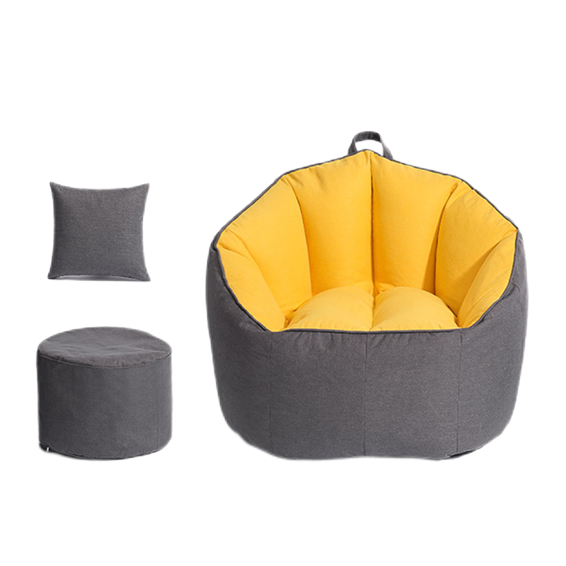 Bean Bags，Cotton And Hemp Cloth，EPP， L75*W75*H65CM，Yellow + Dark Gray