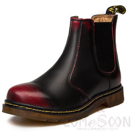 Mens Boots, Leather, Rubbed Red