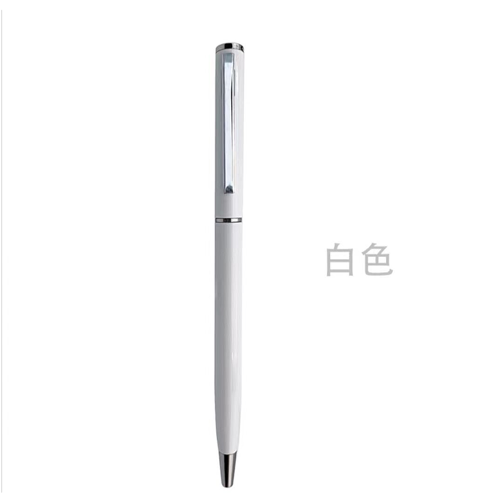 Metal signature pen, Rotatable, 12.9*0.72cm, Aluminum rod, White With logo