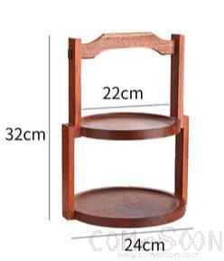 Log food display rack, Solid Sabli wood, Two layers,