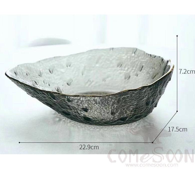 17cm small drop dish-smoke gray gold rim