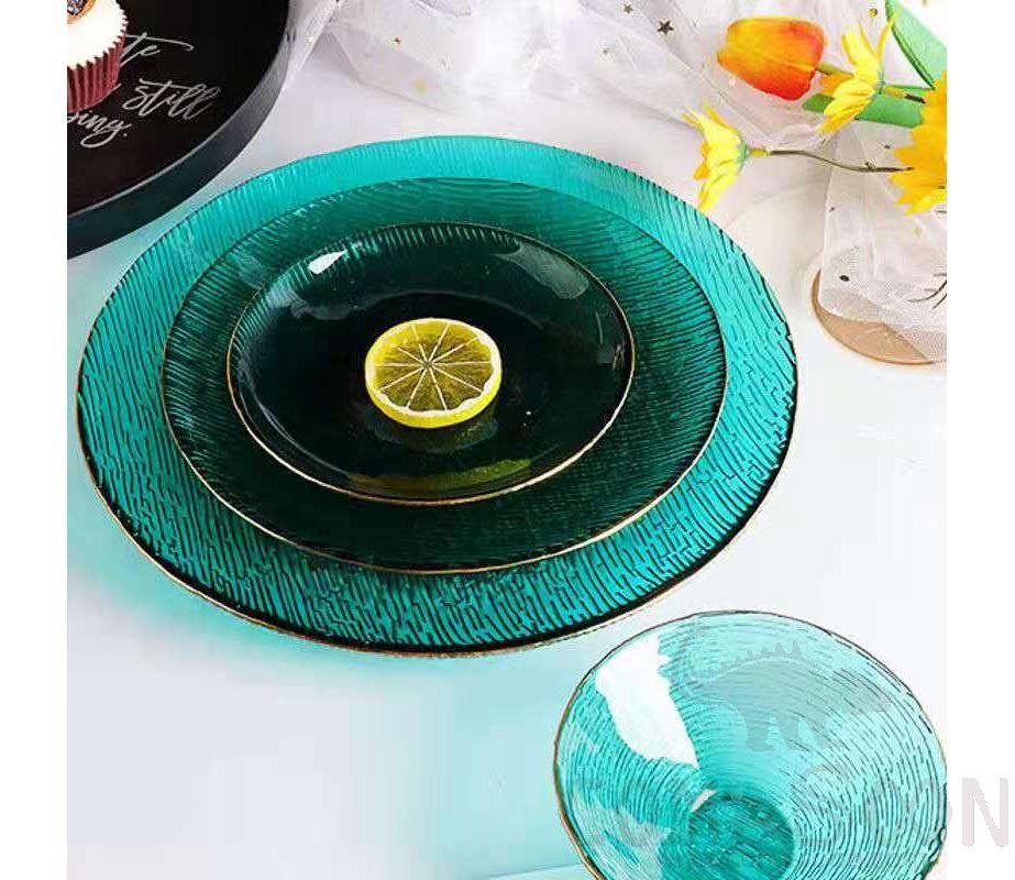 20CM Fantasy plate - lake green gold edge