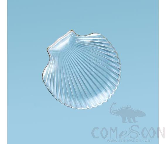 14cm sea shell plate - gold rim