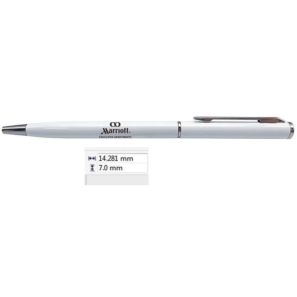Metal signature pen, 12.9*0.72cm, Aluminum rod, White With logo