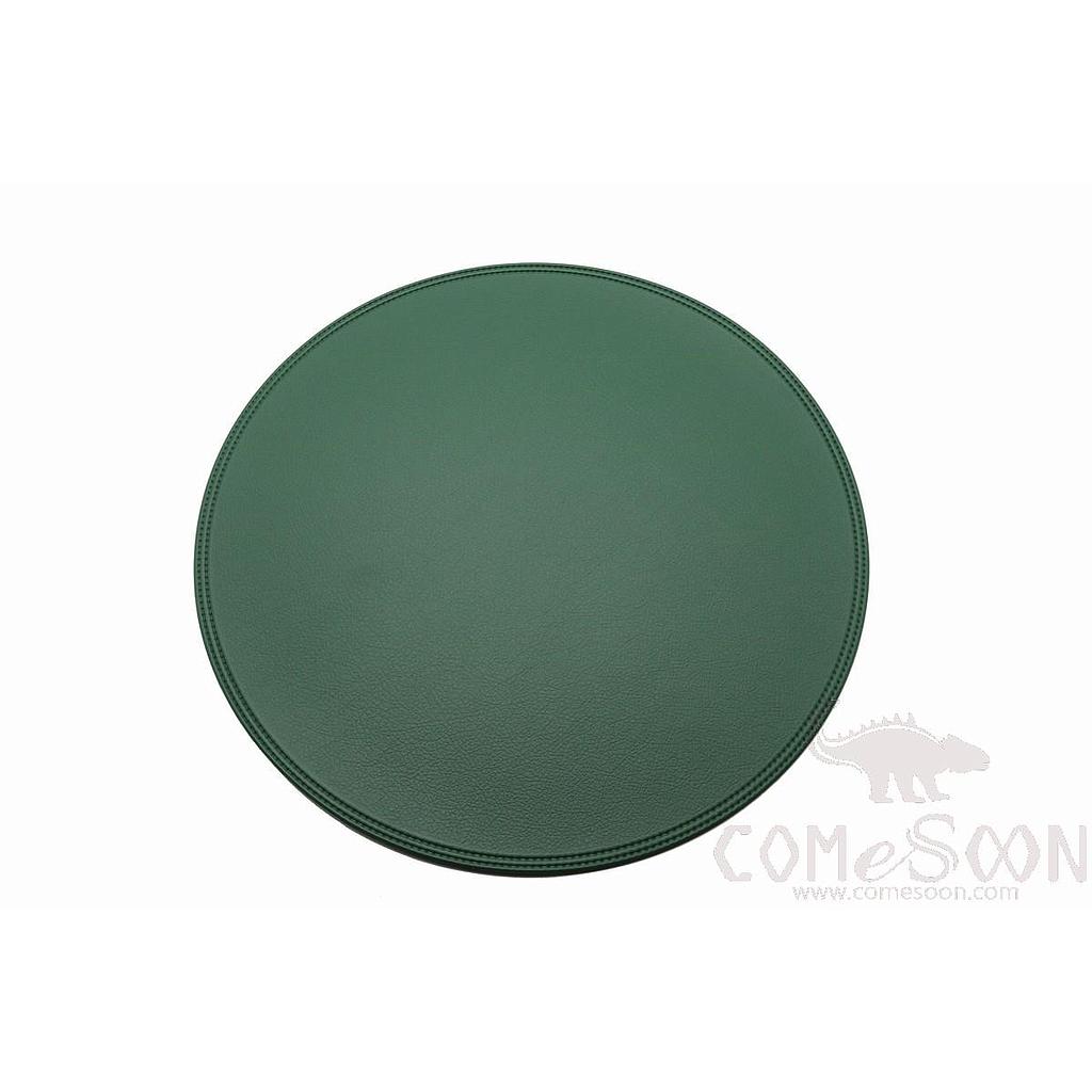 Round Embossed Green Leather Crimped Placemat