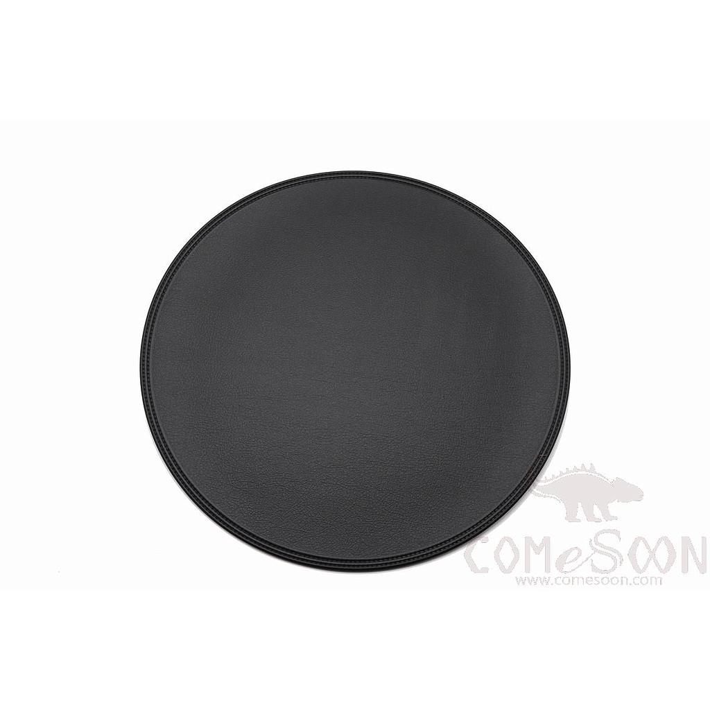 Round Crimped Black Leather Crimped Placemat