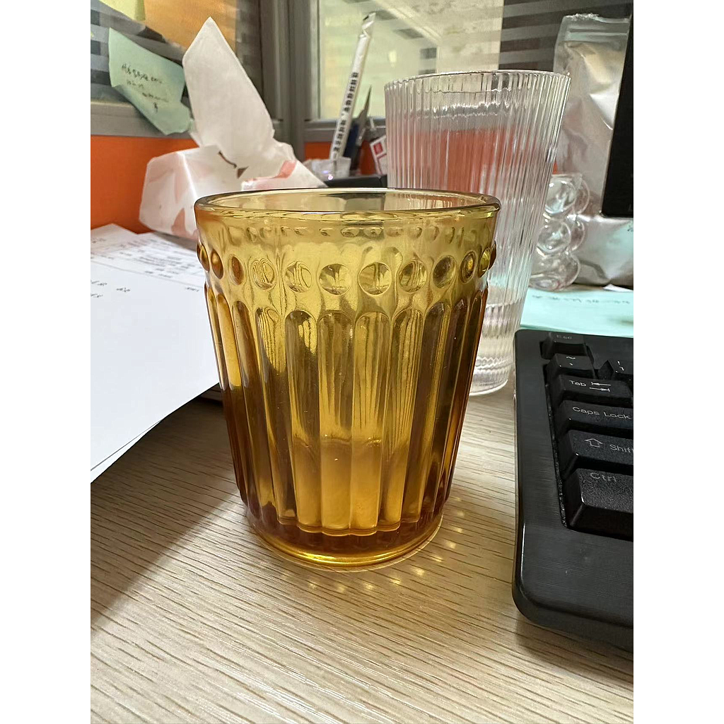Royal blue vertical bar glass， Amber， 280ml