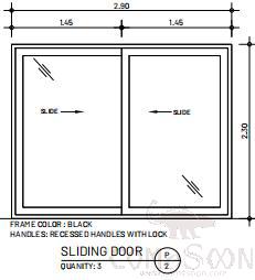 Aluminum sliding  door, Black, 2900*2300mm