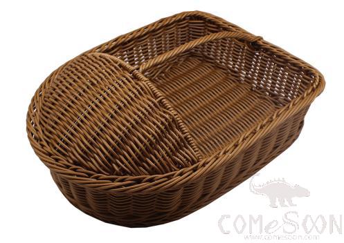 Imitation Rattan Steel Wire Shoe Basket, 3.0 Round Rattan + Steel Ring, 42*30*14cm