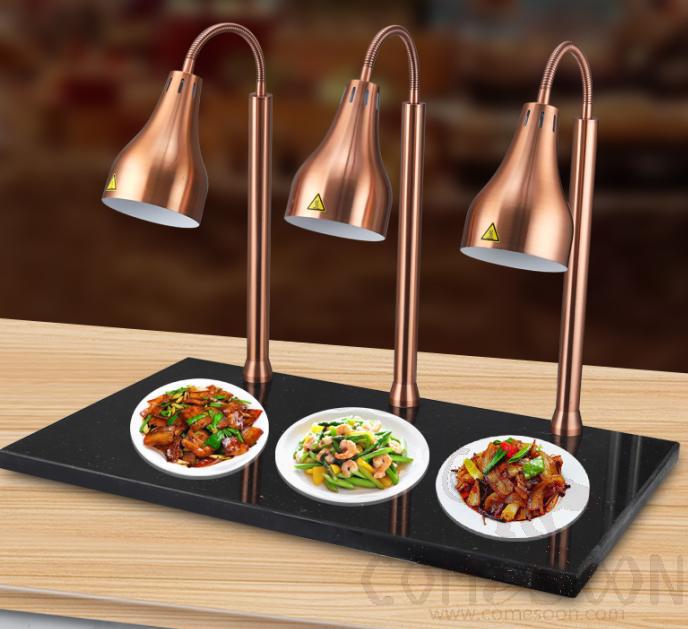 Three Heads Three Rods Red Copper Plated Marble Warming Table,900*500*645mm,750W
