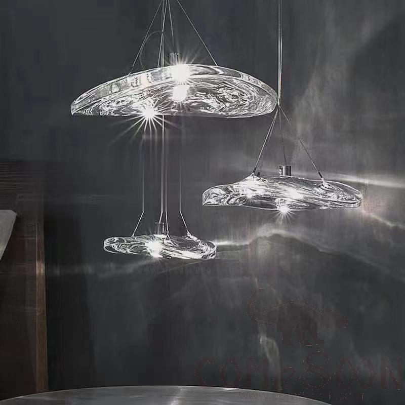 Small Pendant Lamp, Iron + Glass Lampshade, Diameter 25Cm Hanging Wire 1.5M