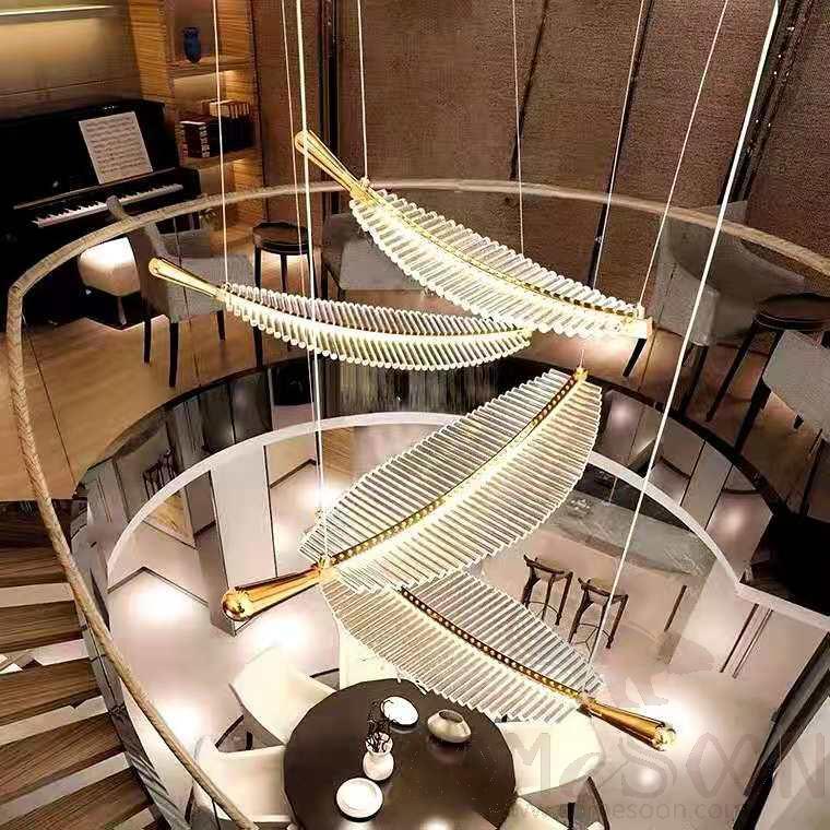 Leaf Pendant Light, Iron + Acrylic + Aluminum, 420*200Mm + 1.5M Adjustable Pendant Wire