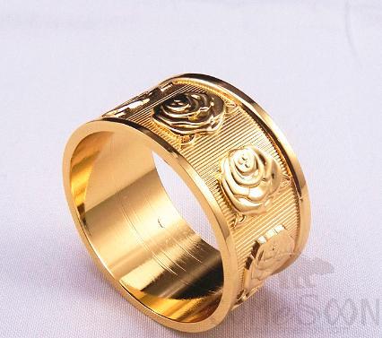 Napkin Ring, All Gold Rosette, Zinc Alloy