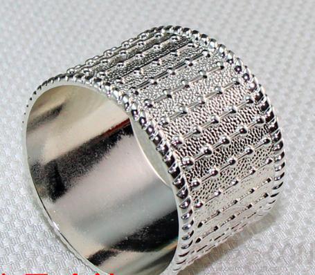 Napkin Ring, Silver Beaded, Zinc Alloy