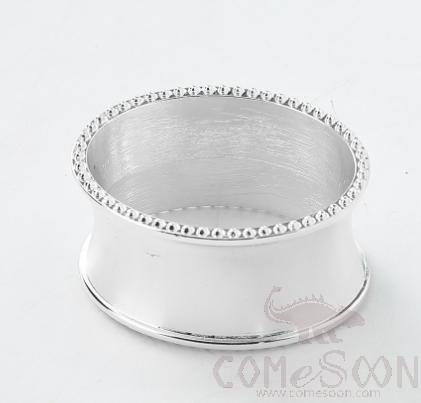 Napkin Ring, Silver Egg-Shaped Beaded, Zinc Alloy