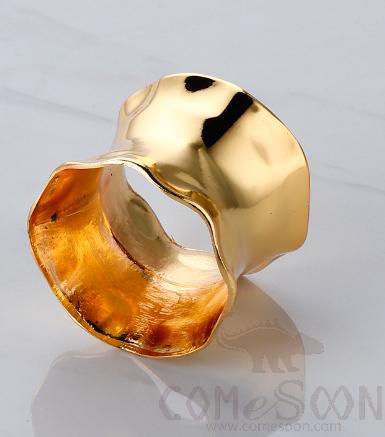 Napkin Ring, Gold Wave Flower, Zinc Alloy