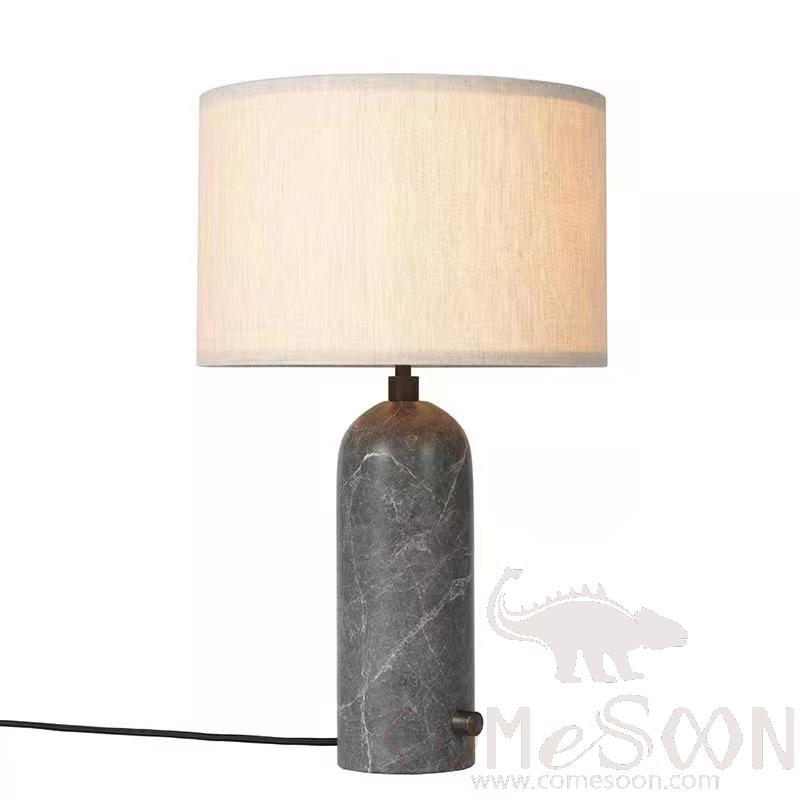 Table Lamp, Marble + Fabric Shade, 300*490Mm