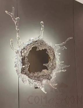 Wall Sconce, Tree Transparent Resin + Stainless Steel + Glass Lens, 680 Large Mm