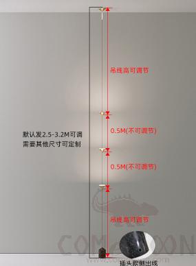 Pendant floor lamp, full copper, D260*230MM lamp body, 2 meters hanging wire