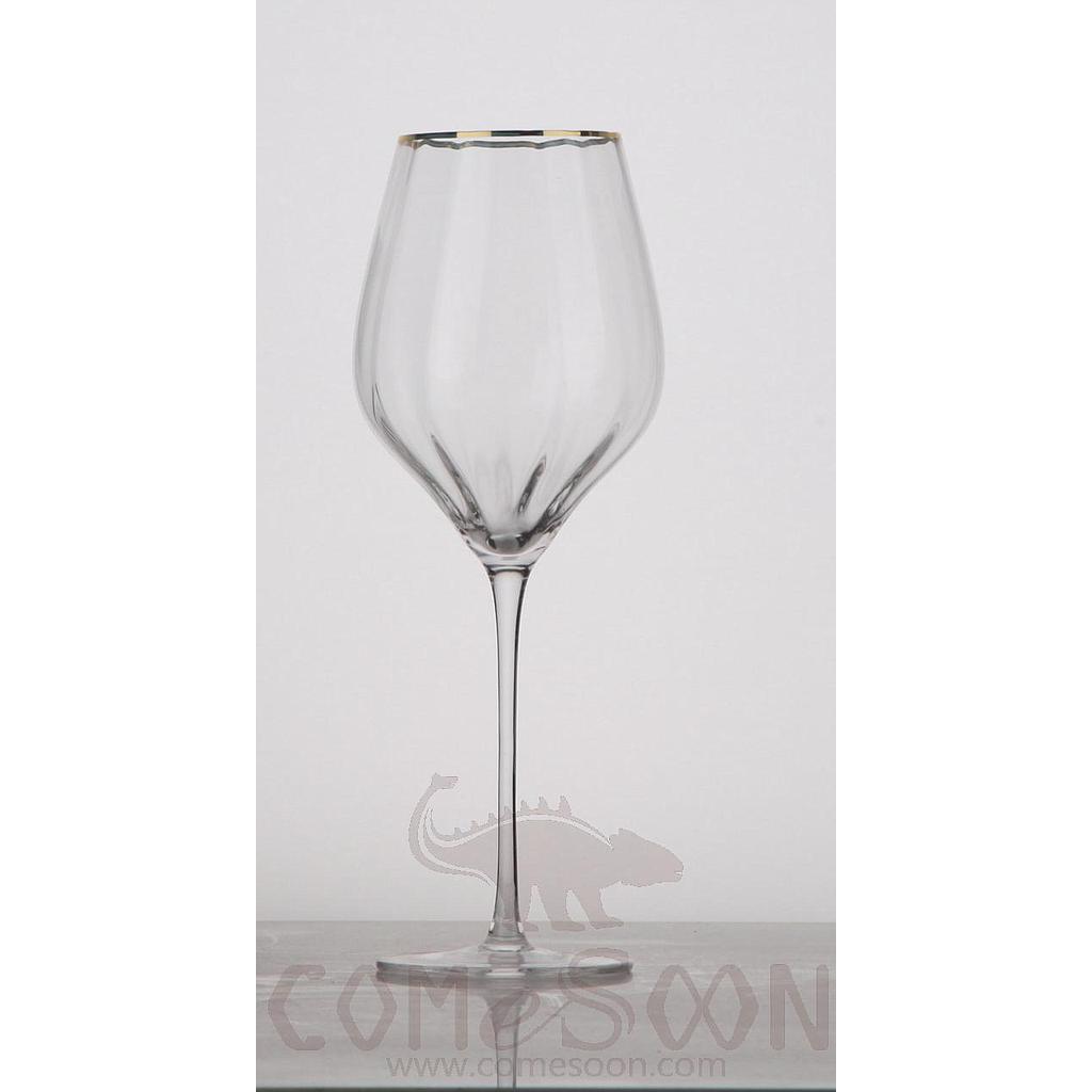 IRIS Series Prism Gold Rimmed Wine Glass，430ml