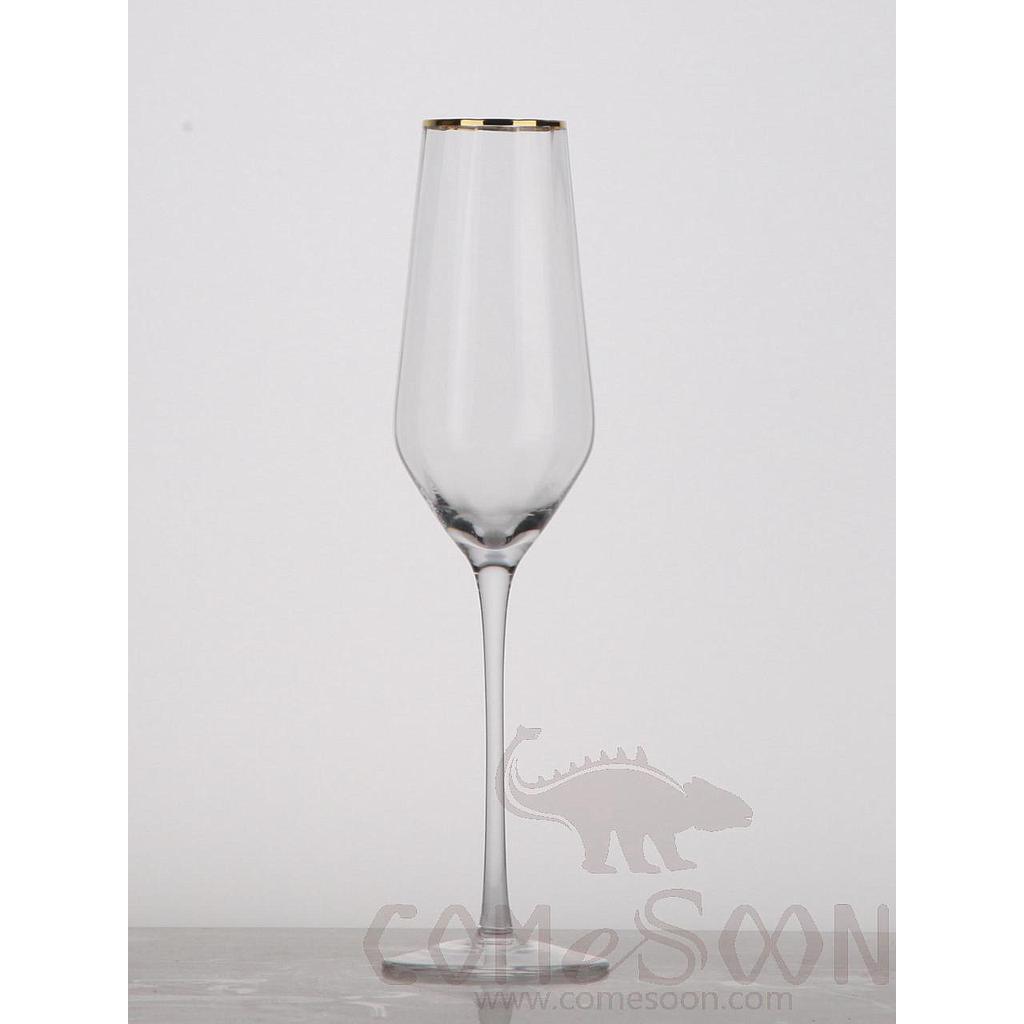 IRIS Series Prism Gold Rimmed Champagne Glass，250ml
