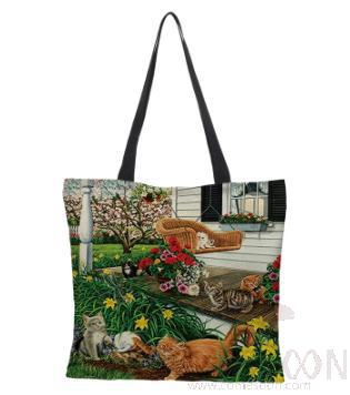 Oil Painted Cat  Bag, Mao -49