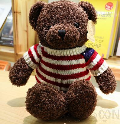Teddy Bear, Dark Brown Sweater, 30cm