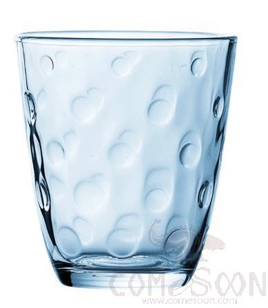 ARC Series (Bow) Ice Blue Polka Dot-Newall Embossed Tempered Straight Mug 310ml