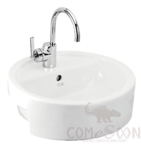 Semi-Insert Basin (Single Hole), Ceramic, 450*450*190mm, White, Grade A (American Standard)