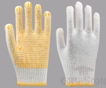 Industrial Gloves With Cotton Shades And Pvc Adhesive, Even Sizes