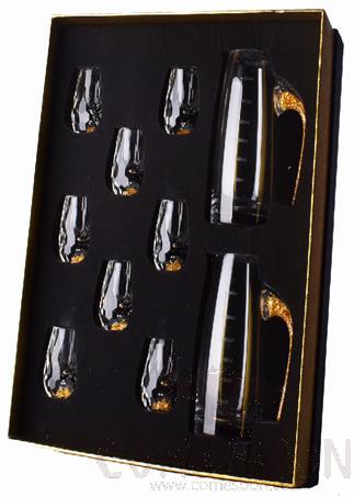 BAER 300ml2+8 Round Belly Mill Gift Box, Wine Dispenser 300ml, Wine Dispenser Full Height 14.2cm Small Wine Glass Full Height 6.2cm