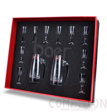 BAER Gift Set 7007+6006 Two Jugs And Ten Glasses, Wine Dispenser 100ml Small Wine Glass 20ml, Wine Dispenser Full Height 9.8cm White Wine Glass Full Height 6cm