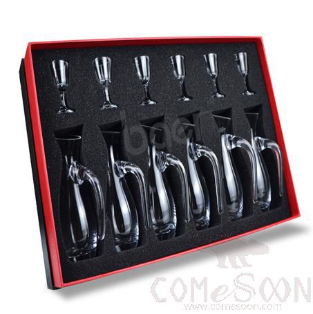 BAER Gift Box Set 9044+6006 Six Pots And Six Glasses, Wine Dispenser 100ml Small Wine Glass 20ml, Wine Dispenser Full Height 15cm White Wine Glass Full Height 6cm