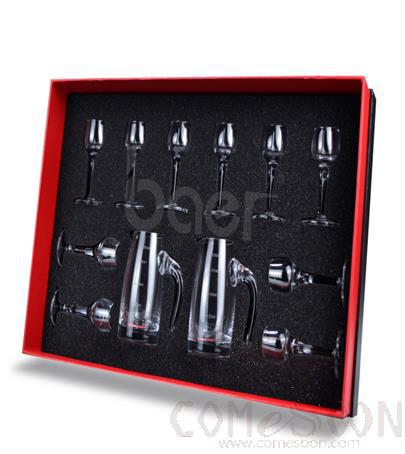 BAER Gift Set 7007+6013 Two Jugs And Ten Glasses, Wine Dispenser 100ml Small Wine Glass 15ml, Wine Dispenser Full Height 9.8cm White Wine Glass Full Height 8cm