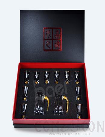 BAER Gift Set 7007 Two Jugs And Ten Glasses With Gold Foil, Wine Dispenser 100ml Small Glass 20ml, Full Height Of The Dispenser 9.8cm, Full Height Of The White Wine Glass 6.6cm