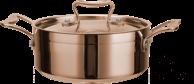 Two-Eared Polished Short Tri-Ply Steel Pot, 201/430 SS + Aluminum + 304 SS, Φ300×H110mm