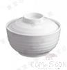 6″ Striped Soup Bowl + Bowl Lid Set, White, MF, 152.3*74mm