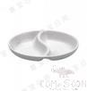 4.5&quot; Double Compartment Flavor Plate, White, MF, 113*71*19.5mm