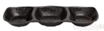 11.3&quot; Korean Three-Compartment Plate, Matte Black, MF, 286*109*31mm