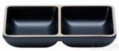 6&quot; Korean Style Double Plate, Frosted White Dark Coffee Point, MF, 149*73*29mm