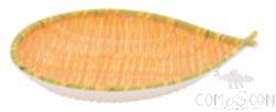 11.8&quot; Bamboo Woven Plate (Green Edge + Yellow Bamboo Woven In The Middle), Beige, MF, 299*224*59mm