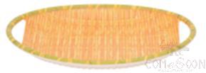 12.5&quot; Bamboo Woven Plate (Green Side + Yellow Bamboo Woven In The Middle), Beige, MF, 318*251*40mm