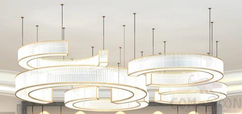 Pendant Lights, D5760*H500(1pc)/D4320*H450(2pcs)/D3860*H400(2pcs)mm