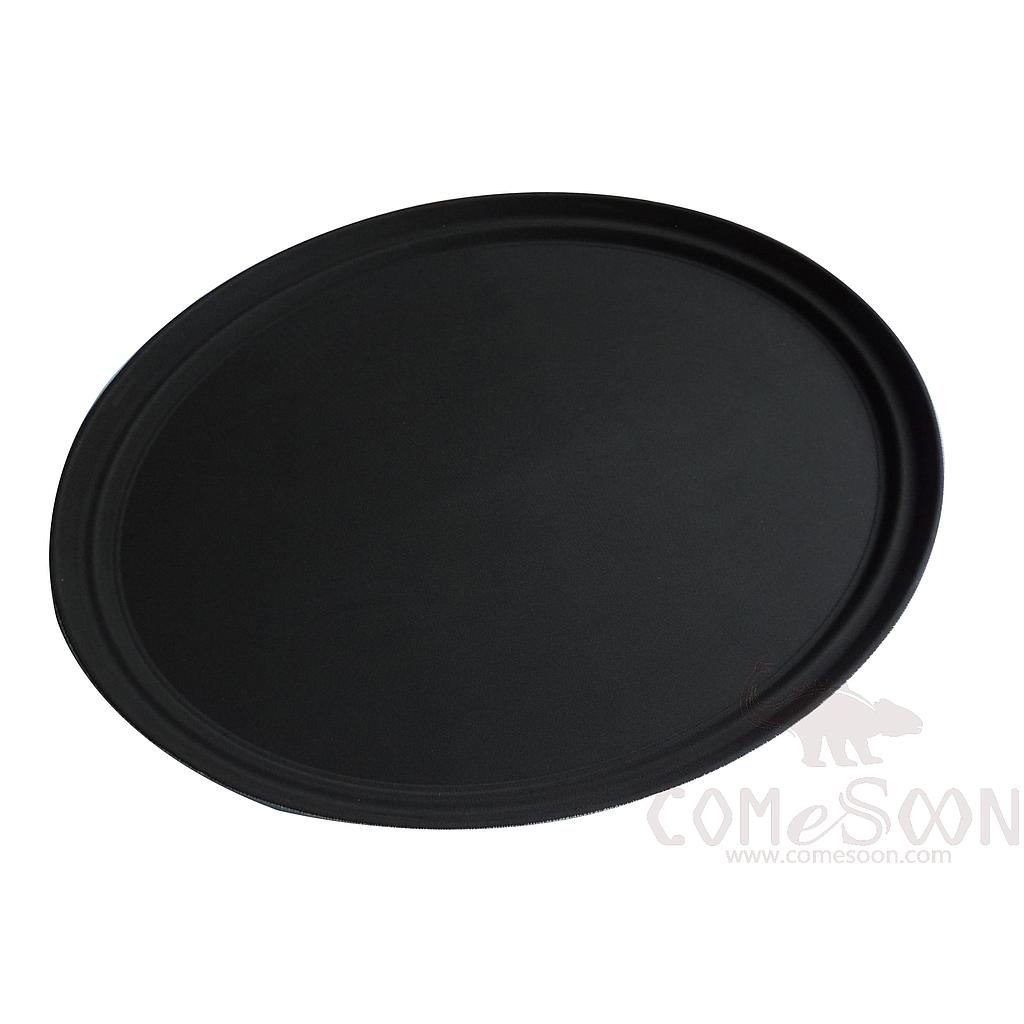 Black Anti-Skid Round Serving Tray， Φ35.5cm