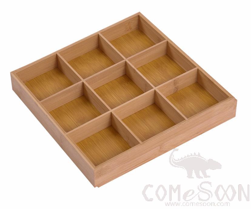 9 Compartment Bamboo Tray, L33*W33*H4.7cm