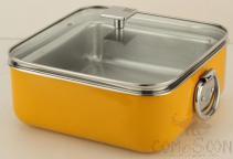 Naked three-layer steel Chafing Pot, Yellow, 270*270*100mm