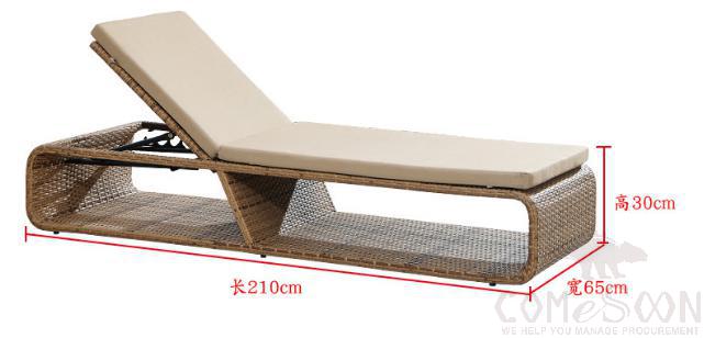 Outdoor Recliner-210cm, Quick-Drying Cotton, L210*W70*H30 cm