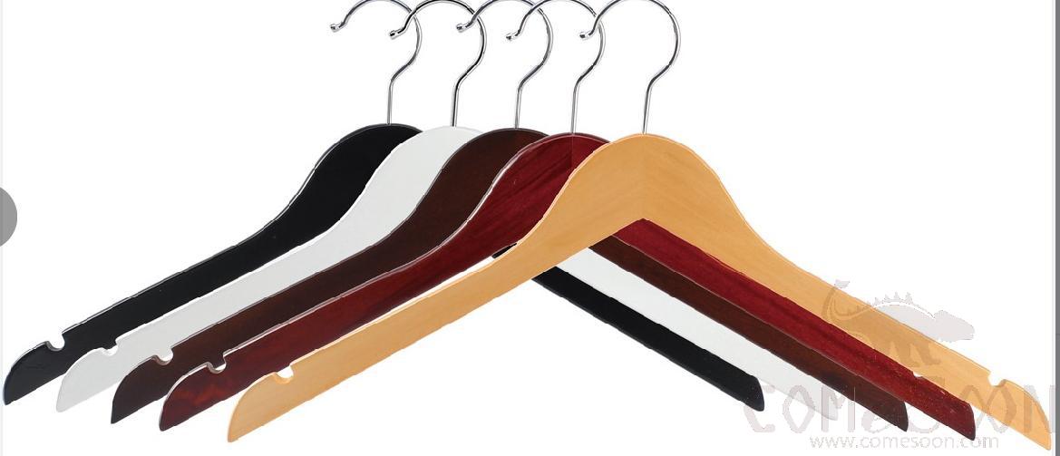 Flat-Headed Wooden Hanger - Dark Brown Lotus, 445 * 12mm