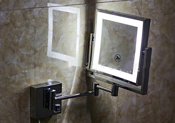 Led Foldable Cosmetic Mirror-Plug / Double-Sided Mirror - Rose Gold - 8 inch (20cm) Single - Copper + SUS304