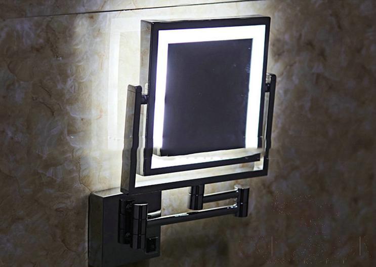 Led Foldable Cosmetic Mirror-Plug / Double-Sided Mirror - Rose Gold - 8 inch (20cm) Single - Copper + SUS304